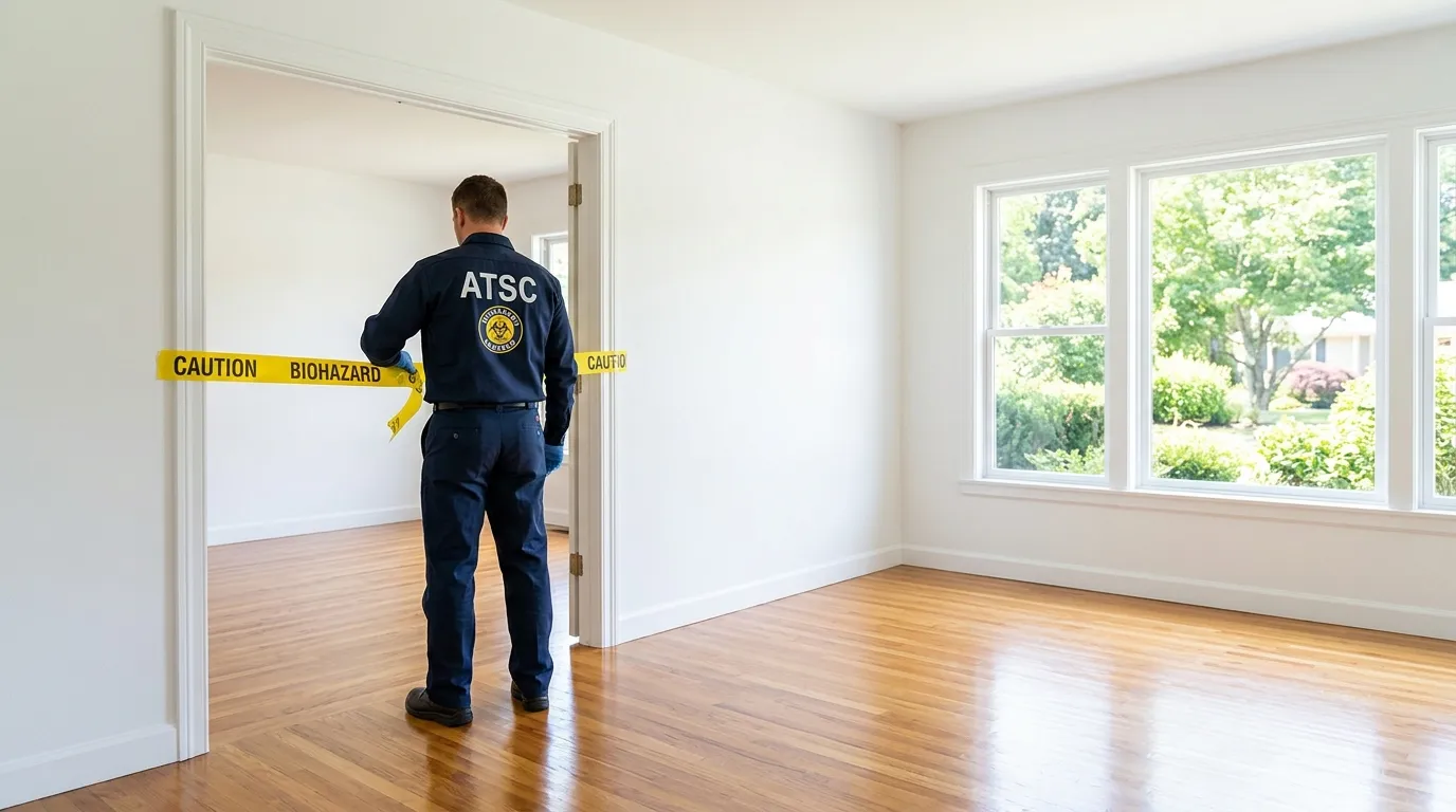 Certified biohazard cleanup crew performing Decomposition Cleanup in Ambridge